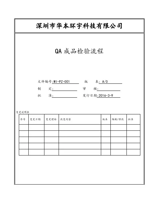 QA成品检验流程规范