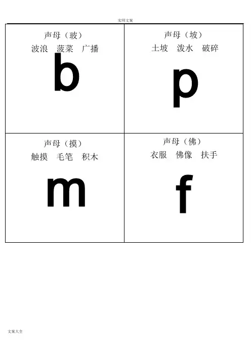 自己整理汉语拼音字母表卡片-读音(A4直接打印)