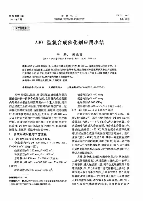 A301型氨合成催化剂应用小结