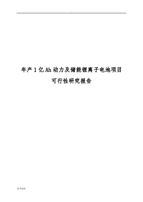 年产1亿Ah动力及储能锂离子电池项目可行性实施报告