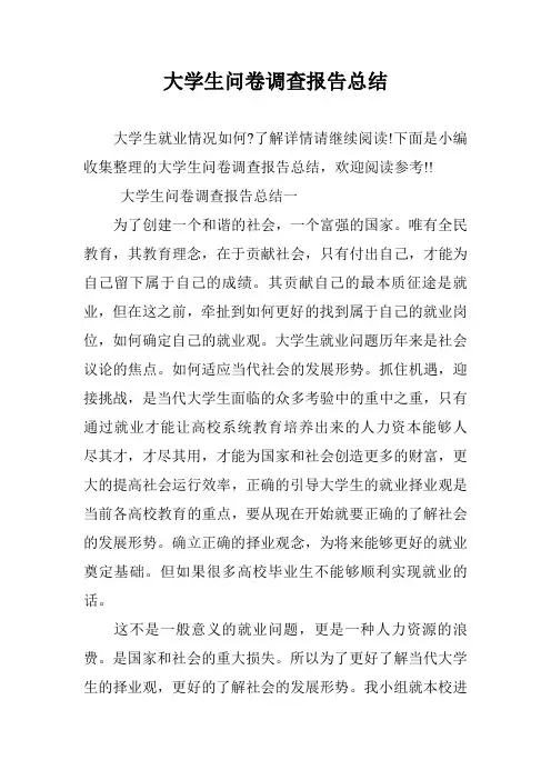 大学生问卷调查报告总结