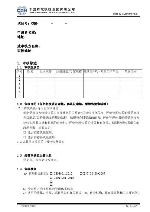 14  新版标准二阶段审核报告