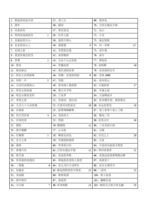 经典歌曲100首歌词