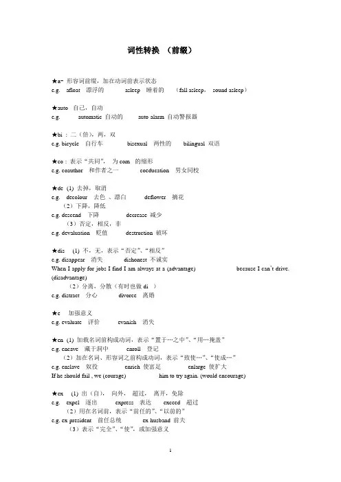 词性转换(前缀)