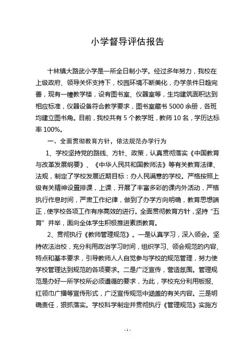 小学督导评估自查报告