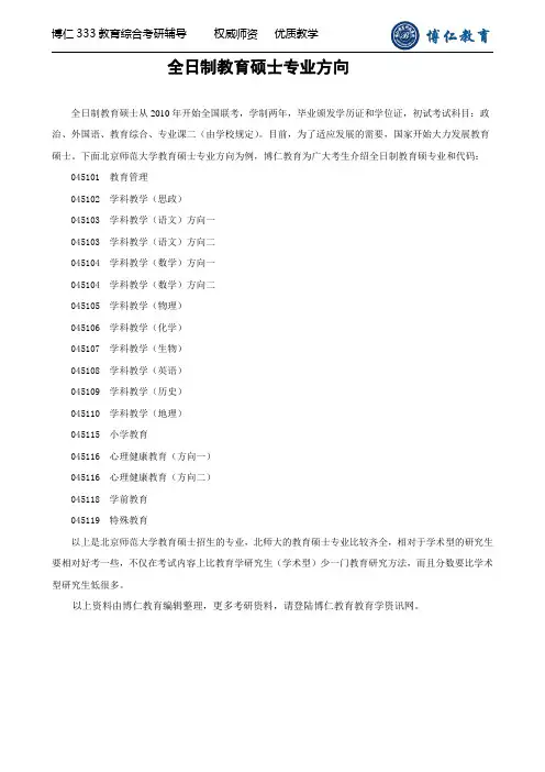 教育硕士专业方向介绍