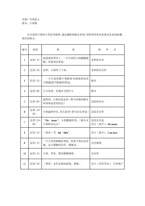 电视广告脚本