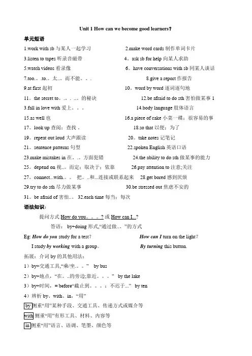Unit-1How-can-we-become-good-learners知识点归纳