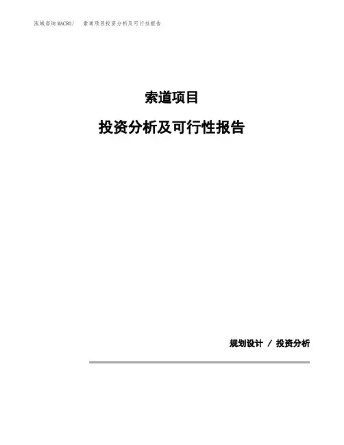 索道项目投资分析及可行性报告