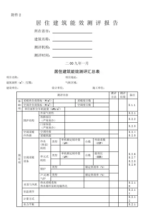 居住建筑能效测评报告