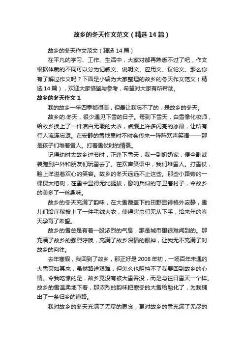 故乡的冬天作文范文（精选14篇）
