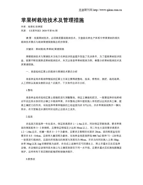 苹果树栽培技术及管理措施