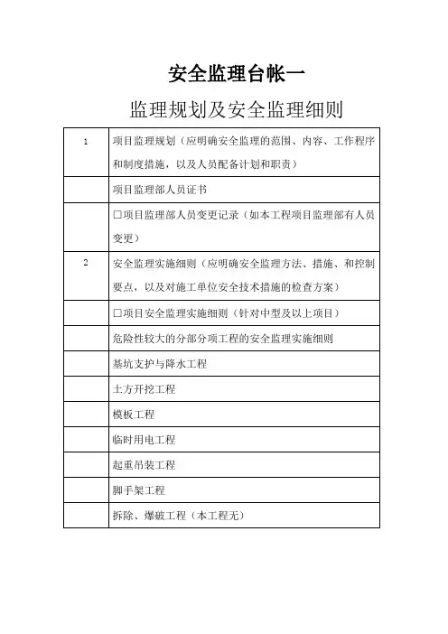 监理安全台账