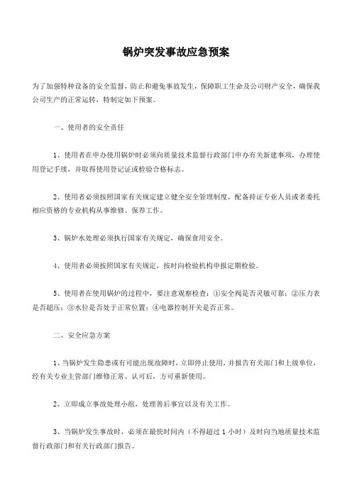 锅炉突发事故应急预案.
