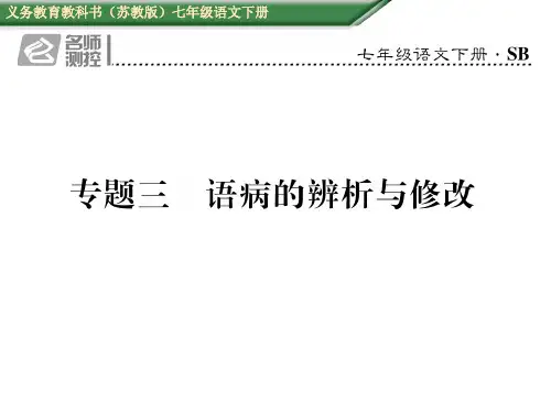 教版七年级语文下册期末 专题三 语病的辨析与修改