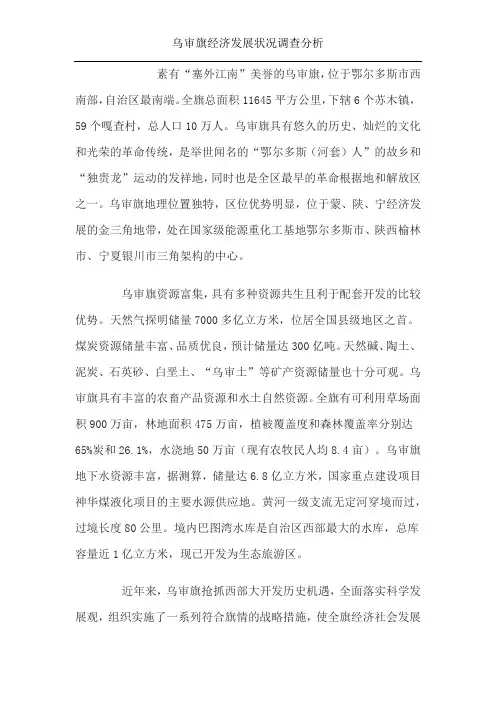 乌审旗经济发展状况