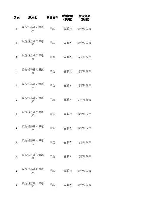 反洗钱基础知识题库