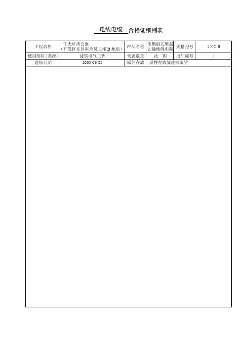 2.5电线 合格证细则表