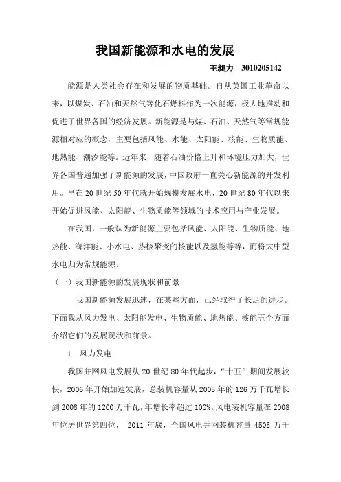 我国新能源和水电的发展资料