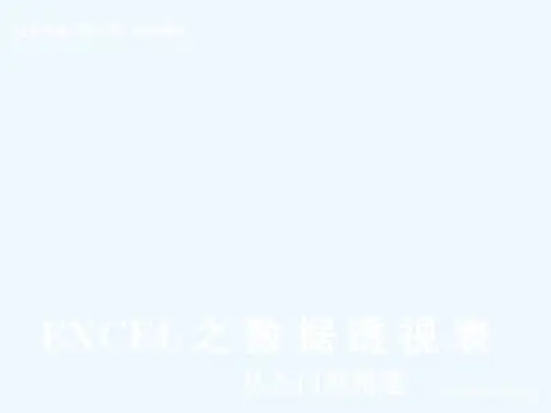 《教学分析》-EXCEL数据透视表之从入门到精通