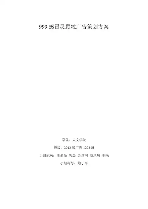 999感冒灵颗粒广告策划方案讲解