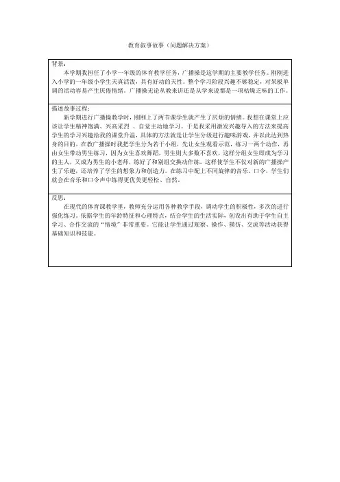 教育叙事故事(问题解决方案)模板[1]