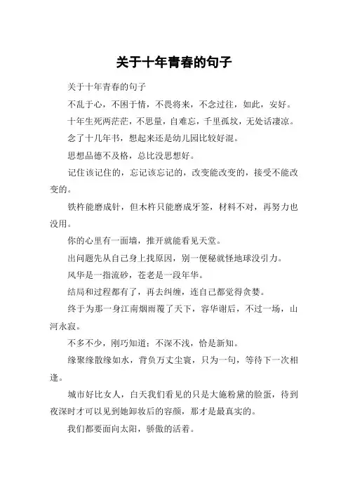 关于十年青春的句子