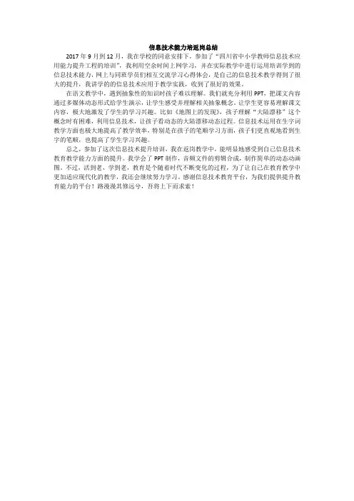 信息技术能力培返岗总结