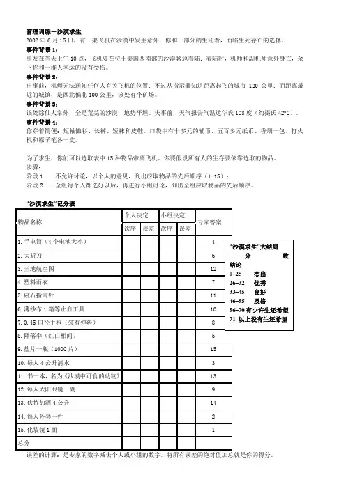 管理训练沙漠求生