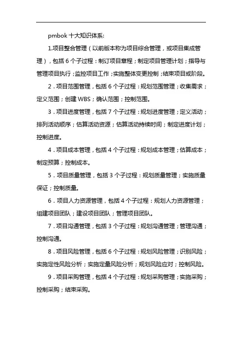 pmbok十大知识体系