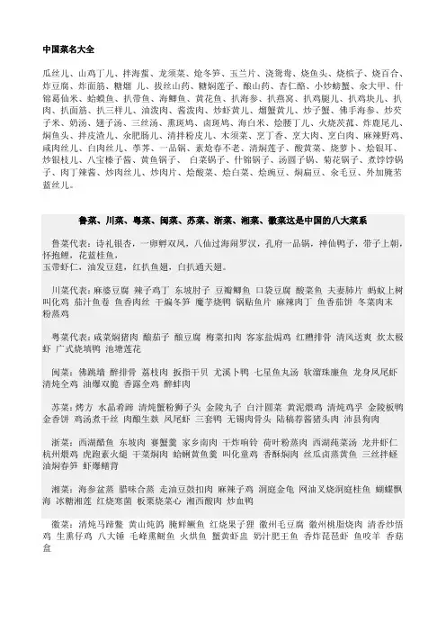 中国菜名大全(同名21655)