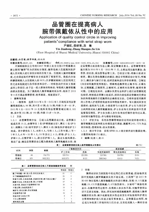 品管圈在提高病人腕带佩戴依从性中的应用