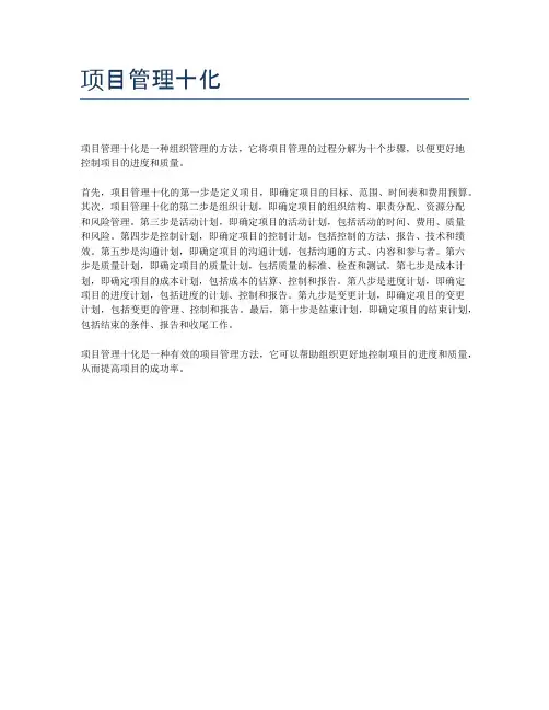 项目管理十化