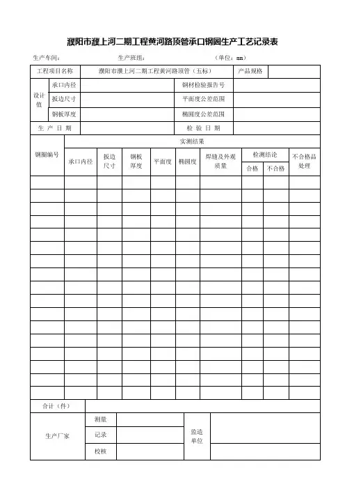 PCCP生产工艺记录表