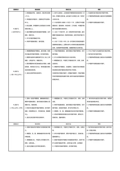护理人员层级培训计划表[1]