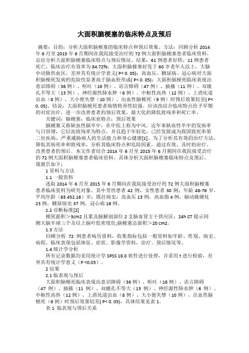 大面积脑梗塞的临床特点及预后