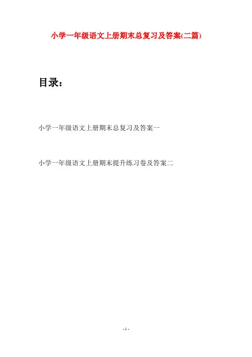 小学一年级语文上册期末总复习及答案(二套)