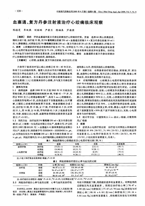 血塞通、复方丹参注射液治疗心绞痛临床观察