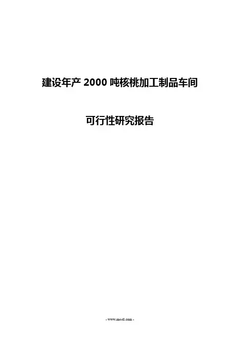 年产2000吨核桃加工制品车间可行性研究报告