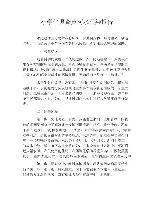小学生调查黄河水污染报告