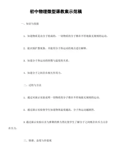 初中物理微型课教案示范稿