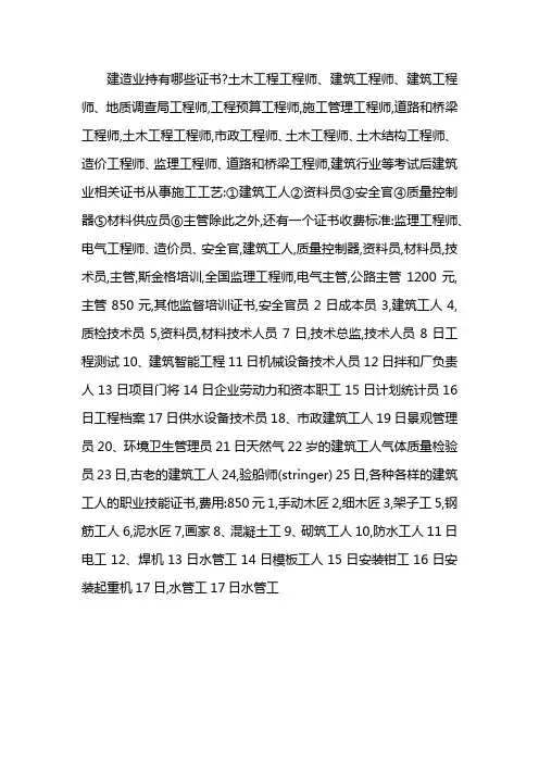 建筑类证书