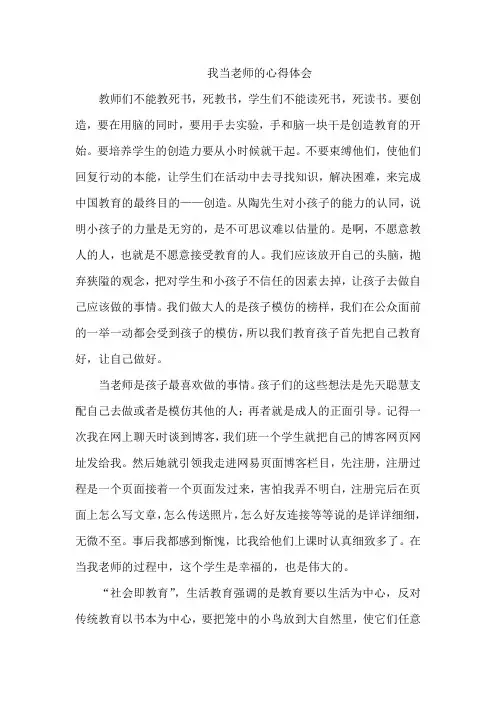 我当老师的心得体会