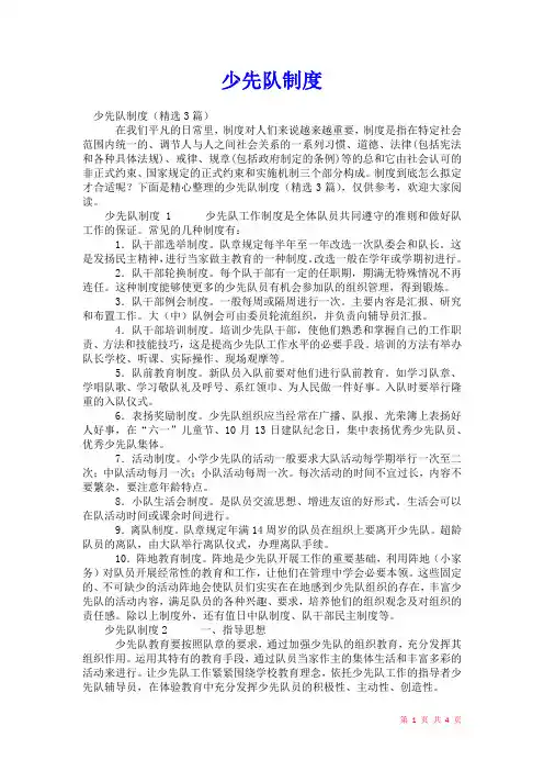 2021年少先队制度