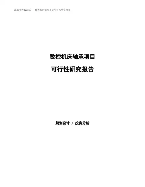 数控机床轴承项目可行性研究报告(立项备案下载可编辑)