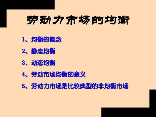 补充1:劳动力市场的均衡分析