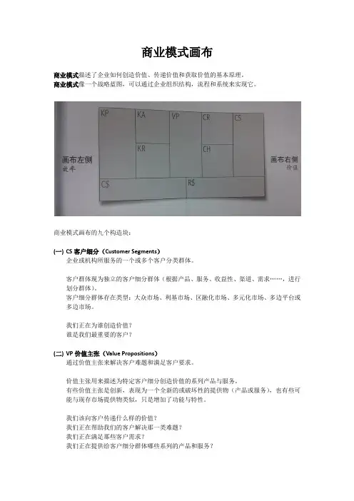 商业模式画布(商业模式新生代)