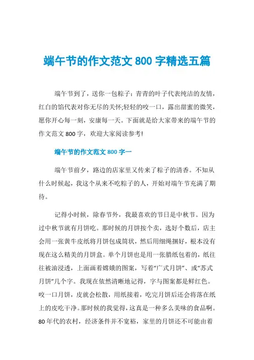 端午节的作文范文800字精选五篇