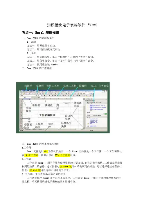 【计算机二级必考知识点】电子表格软件 Excel