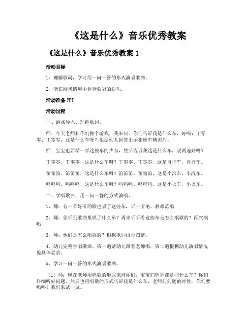 《这是什么》音乐优秀教案